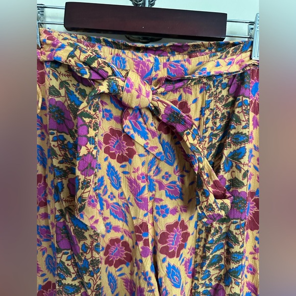 NWOT FREE PEOPLE Bali Sultry Boho Flare Pants Mustard Large - Picture 5 of 8